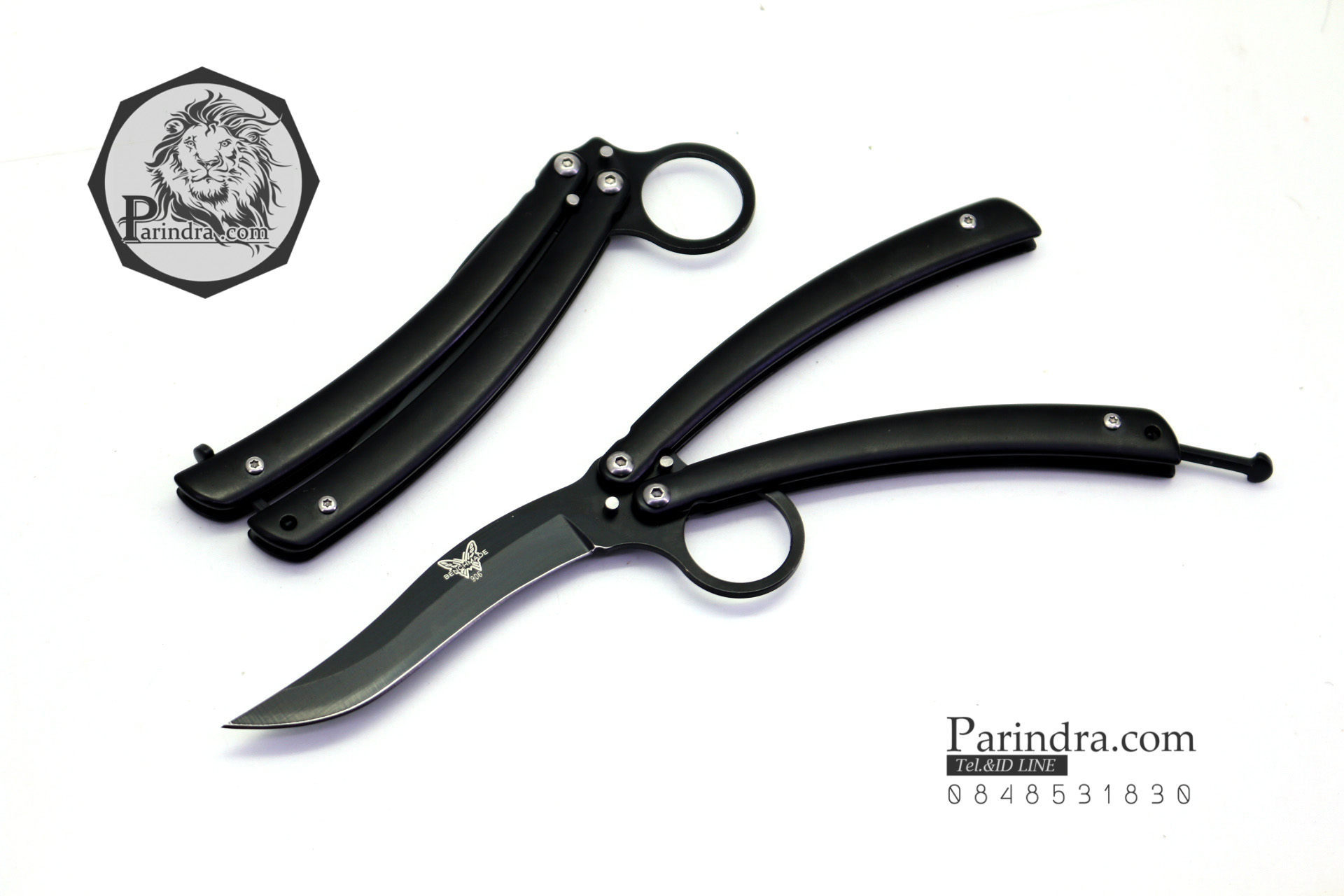 มีดบาลีซอง Balisong มีดควง มีดปีกผีเสื้อ สีดำ มีห่วงนิ้วมือ ขนาด 8.5 นิ้ว BLA010