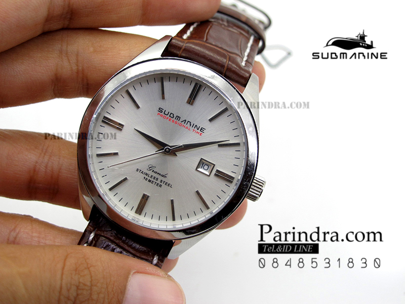 นาฬิกา US submarine Pro.รุ่น SUB203M สายหนังสีน้ำตาล-ขาว