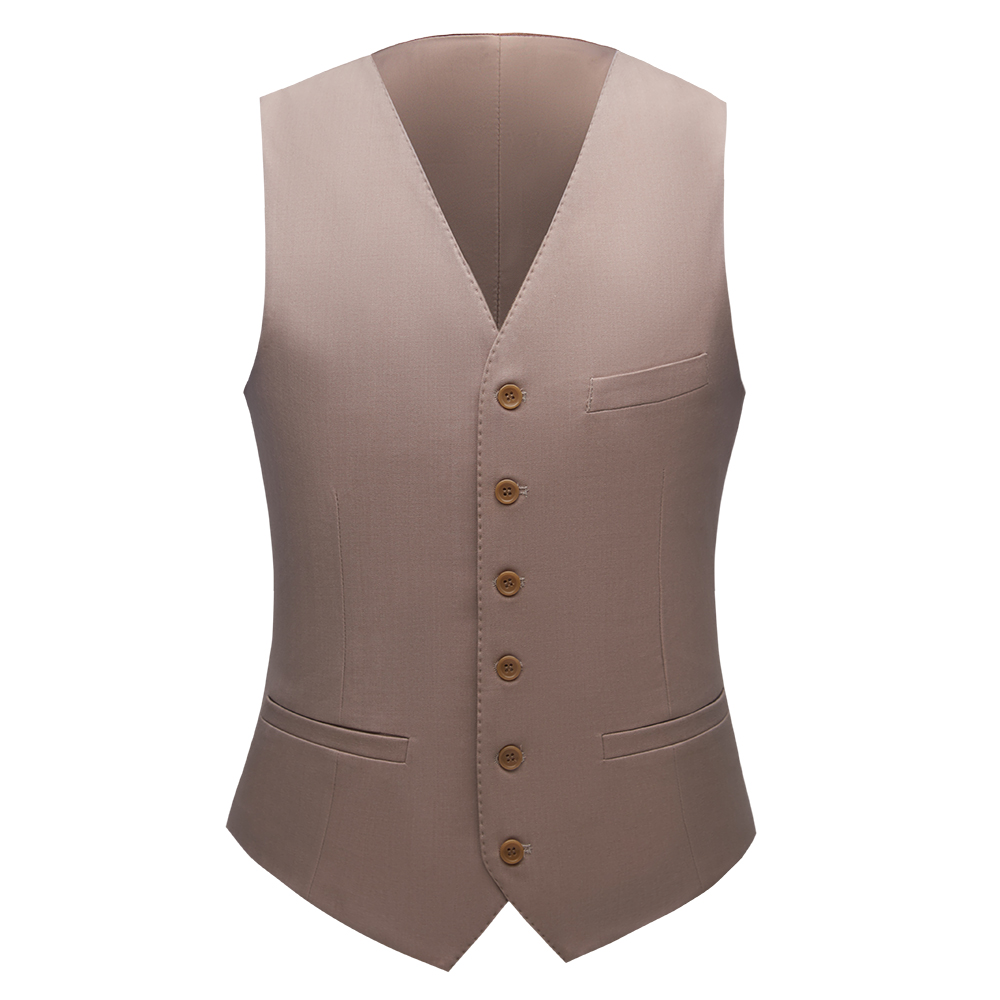 พร้อมเช่า ชุดสูทชาย งานเนียบ แบบเรียบหรู สีเบจ พร้อมเสื้อกั๊ก