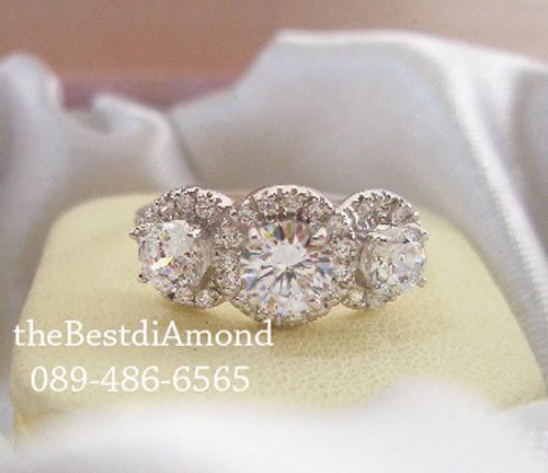SR001RD+++3 Diamonds Luxury Style+++แหวนเงินแท้ ดีไซน์สวยหรู แบบร้านจิวเวลลี่ทันสมัย ตามcounter ห้างเลย เหมือนของแท้สุดๆ เล่นไฟวิีงๆ รับประกันความสวย