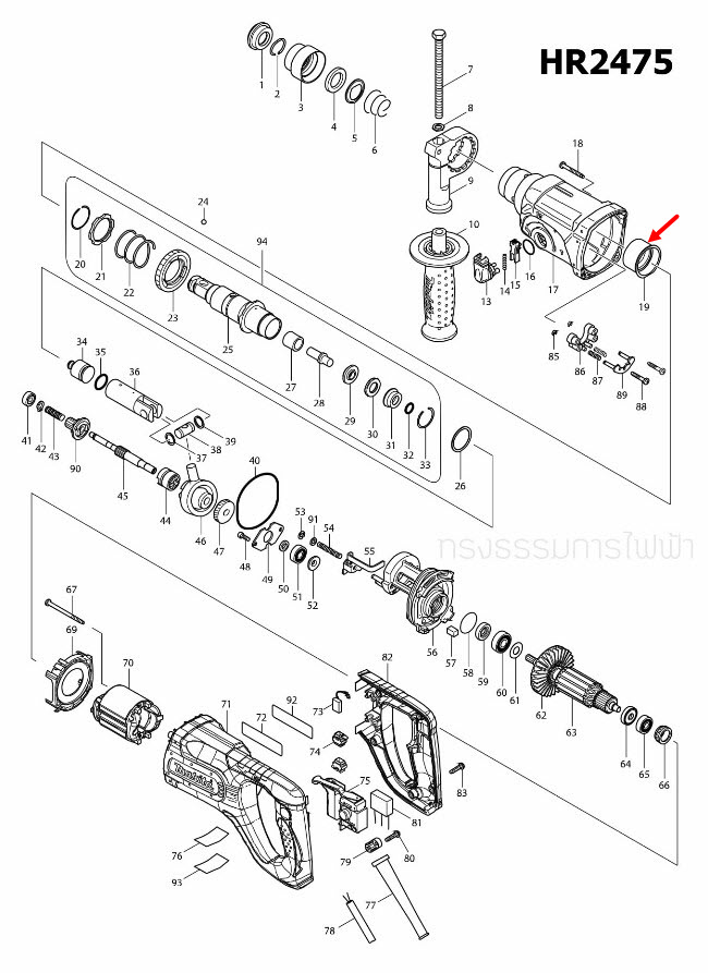 NEEDLE BEARING COMP สว่านโรตารี่ Makita-มากีต้า HR2475 [#19] Pn.153290-5 (แท้) ##