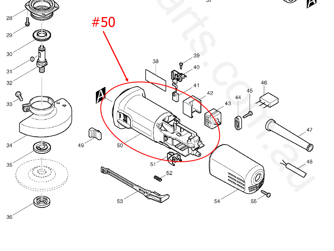 เสื้อฟิลคอยล์ หินเจียร Makita 9556NB, 9556HN, 9558NB Pn.418725-6 (แท้) ##(*)