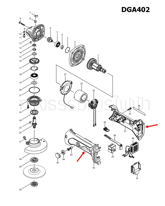 HOUSING SET หินเจียร Makita มากีต้า DGA402 [#37, #42] Pn.187839-9 (แท้) ##
