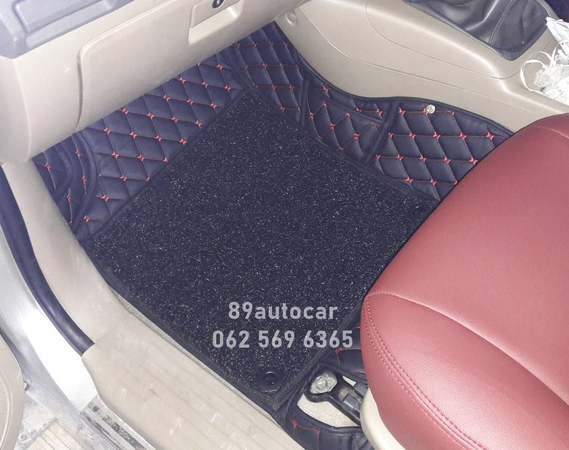ขายพรมรถยนต์ Toyota Vigo Cab ปูพรม7D สีดำด้ายแดง + พรมไวนิลสีดำ