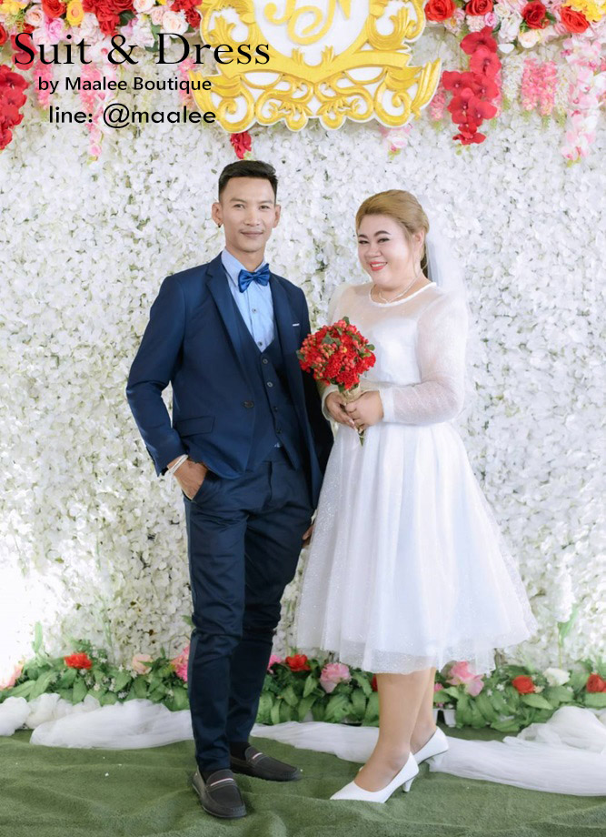 พร้อมเช่า ชุดสูทชาย สีน้ำเงินกรมท่า แบบเนี๊ยบ งานเกรดเจ้าบ่าว