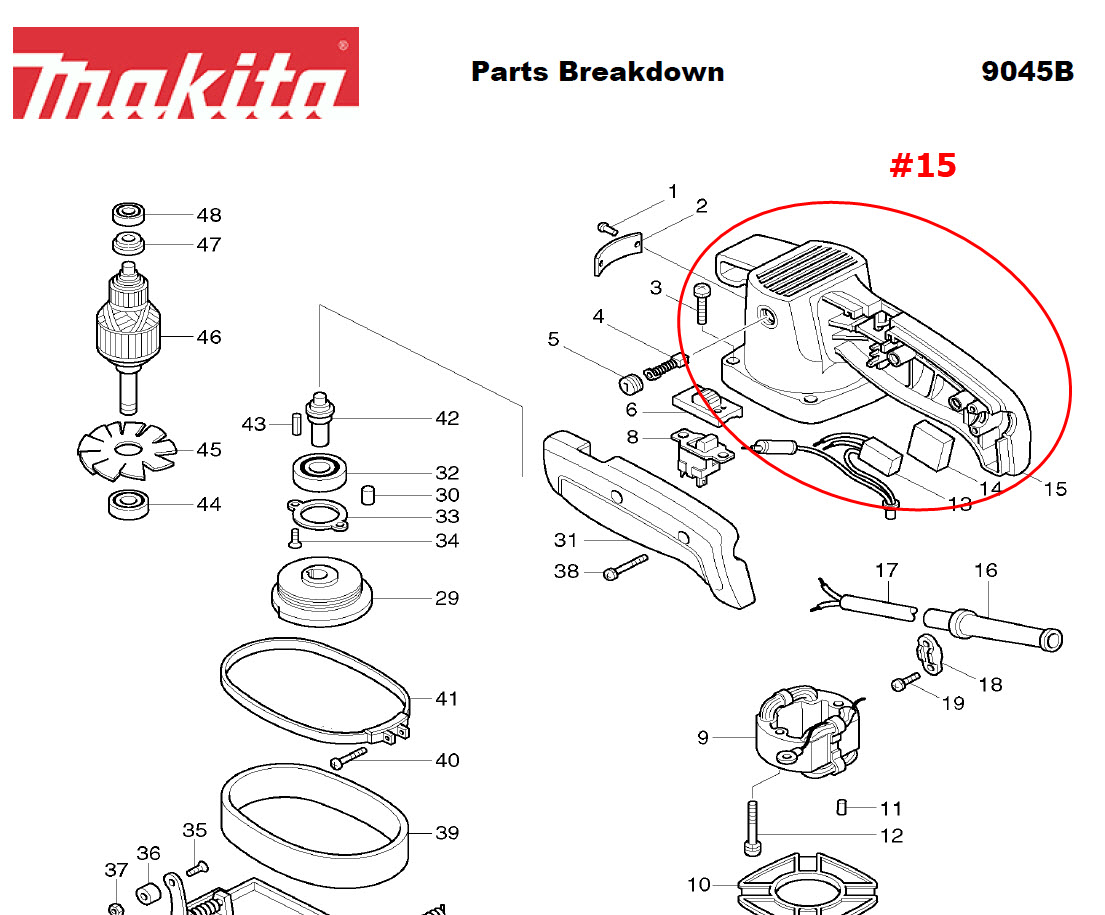 เสื้อฟิลคอยล์ เครื่องขัดกระดาษทราย Makita มากีต้า 9045B [#15] Pn.156537-6 (แท้) ##