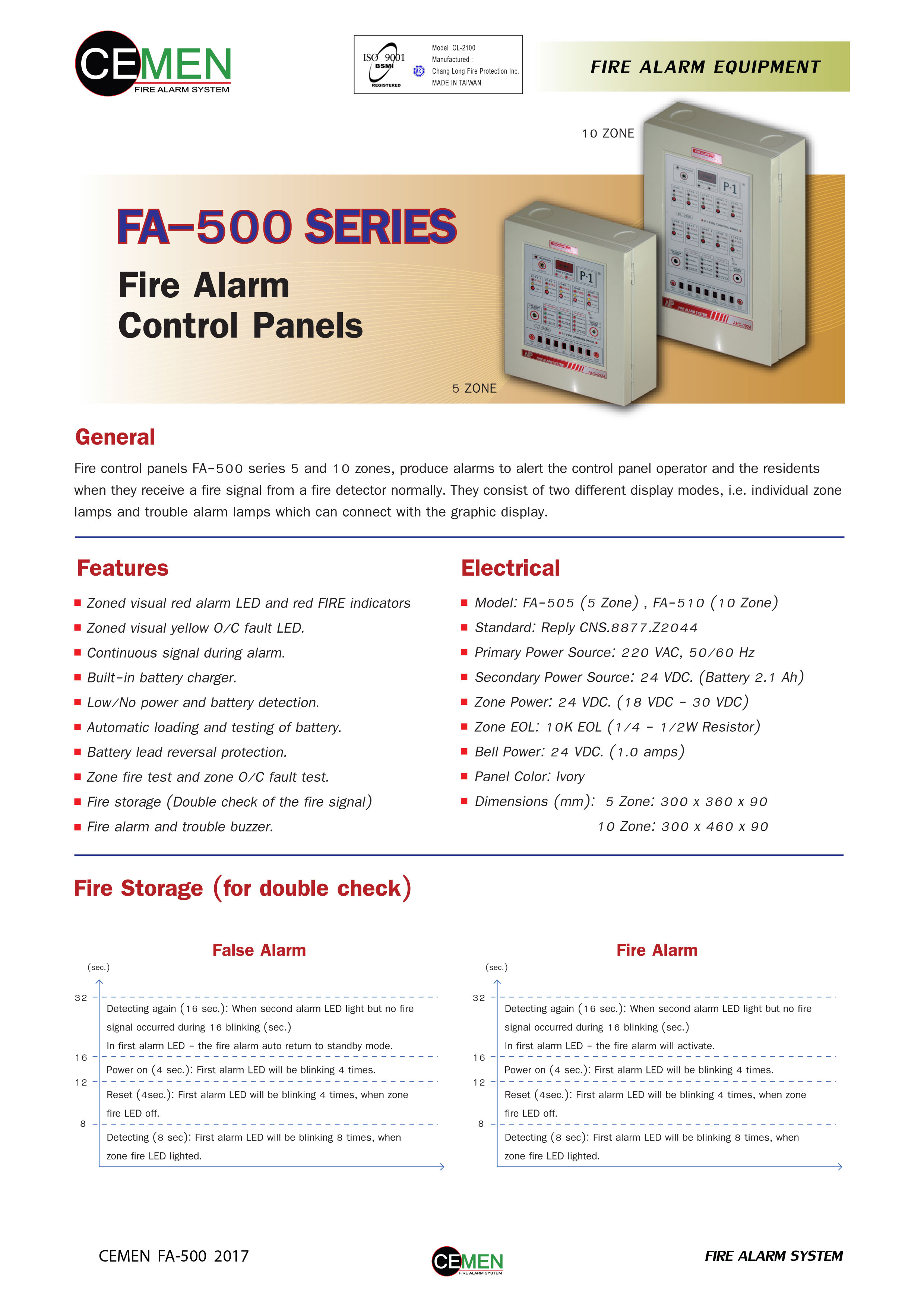 5 Zone Fire Alarm Control Panel รุ่น FA-505 ยี่ห้อ CEMEN