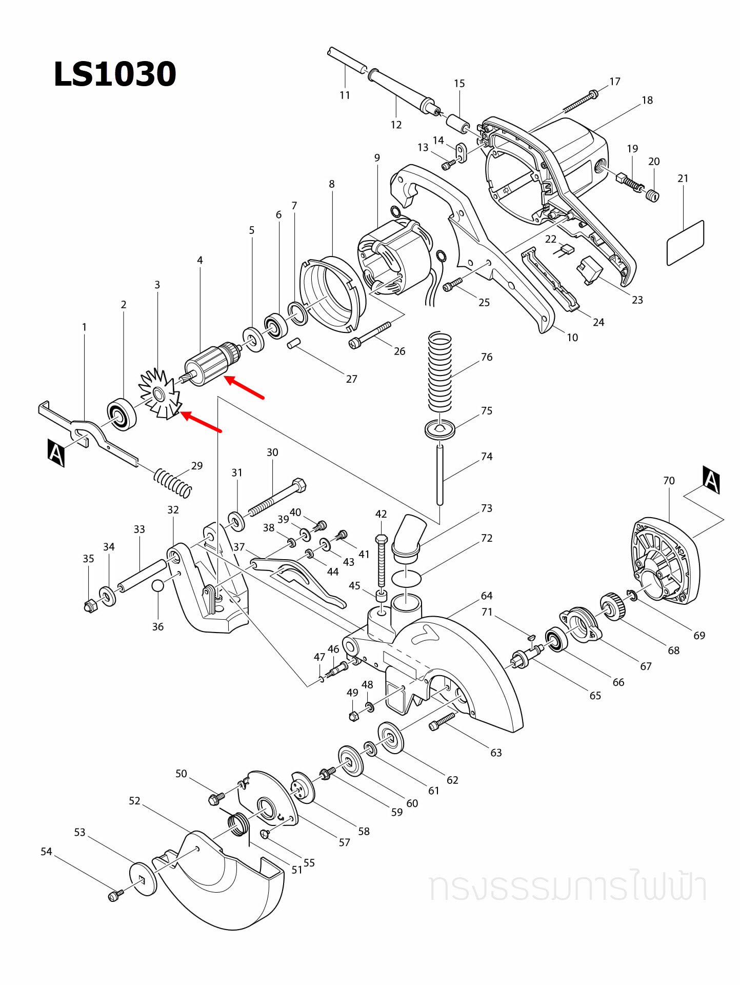 ทุ่น แท่นตัดองศา Makita มากีต้า LS1030N, LS1040 (แท้) ##(*)
