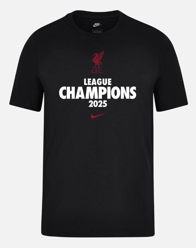 เสื้อทีเชิ้ตลิเวอร์พูลแชมป์พรีเมียร์ลีก Nike 24/25 League Winners สีดำของแท้