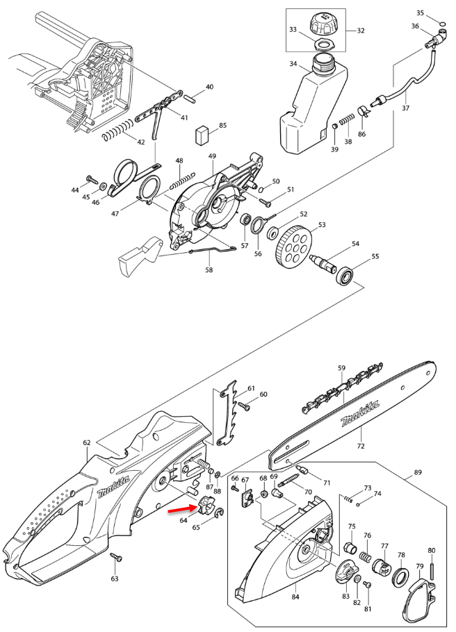 SPROCKET Makita UC3020A, DUC252Z, DUC252RT2 [#64] Pn.221526-1 (แท้) ##