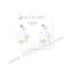 RenaChris ต่างหูเซลลูโลสดาว + ต่างหูกลมคริสตัล Swarovski /set 2 คู่ (ฺฺWhite)