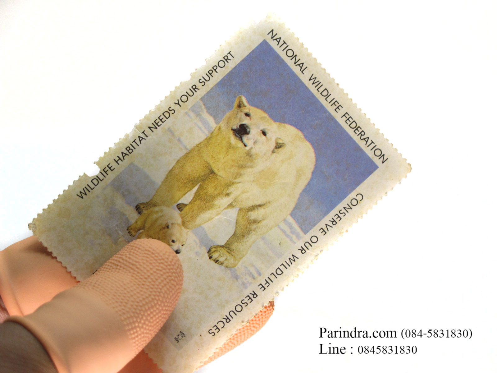 ถุงนี้วมือยางสีส้มมีกันลื่นสำหรับ ใช้หยิบหรือจับแสตมป์ และอุปกรณ์อิเล็กทรอนิกส์