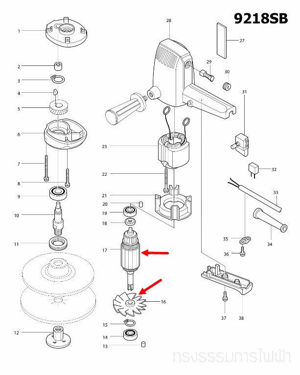 ทุ่น เครื่องขัดกระดาษทราย Makita มากีต้า 9218SB (แท้) ##