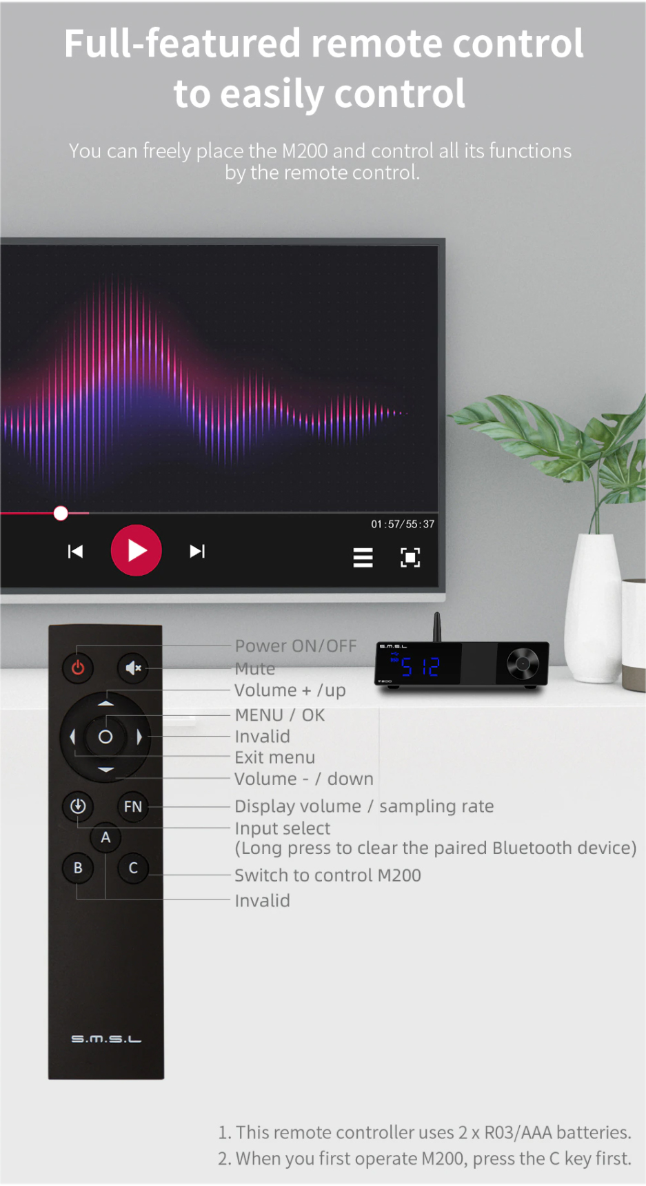 ขาย SMSL M200 Wireless DAC ตั้งโต๊ะระดับ Hi-Res รองรับ LDAC, UAT ประกันศูนย์ไทย