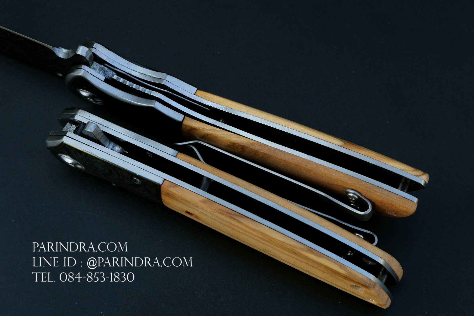 มีดพับ CHONGMING รุ่น CM77 ด้ามไม้ ลวดลายงดงาม (OEM)