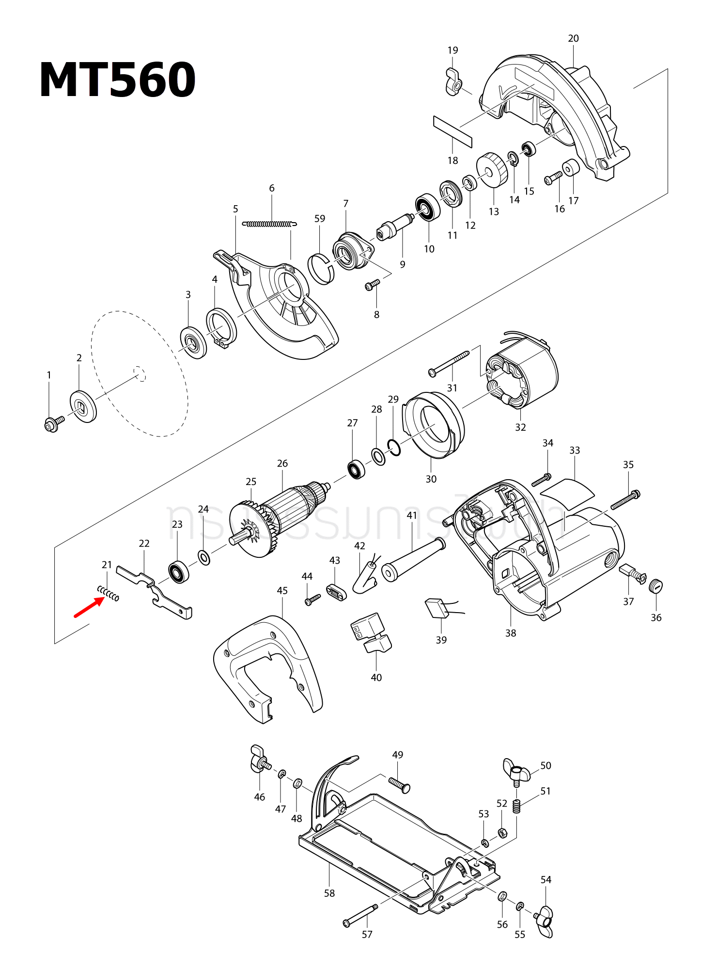 COMPRESSION SPRING 5 เลื่อยวงเดือน Maktec, Makita MT560, MT580, 5806B Pn.233092-6 (แท้) ##(*)