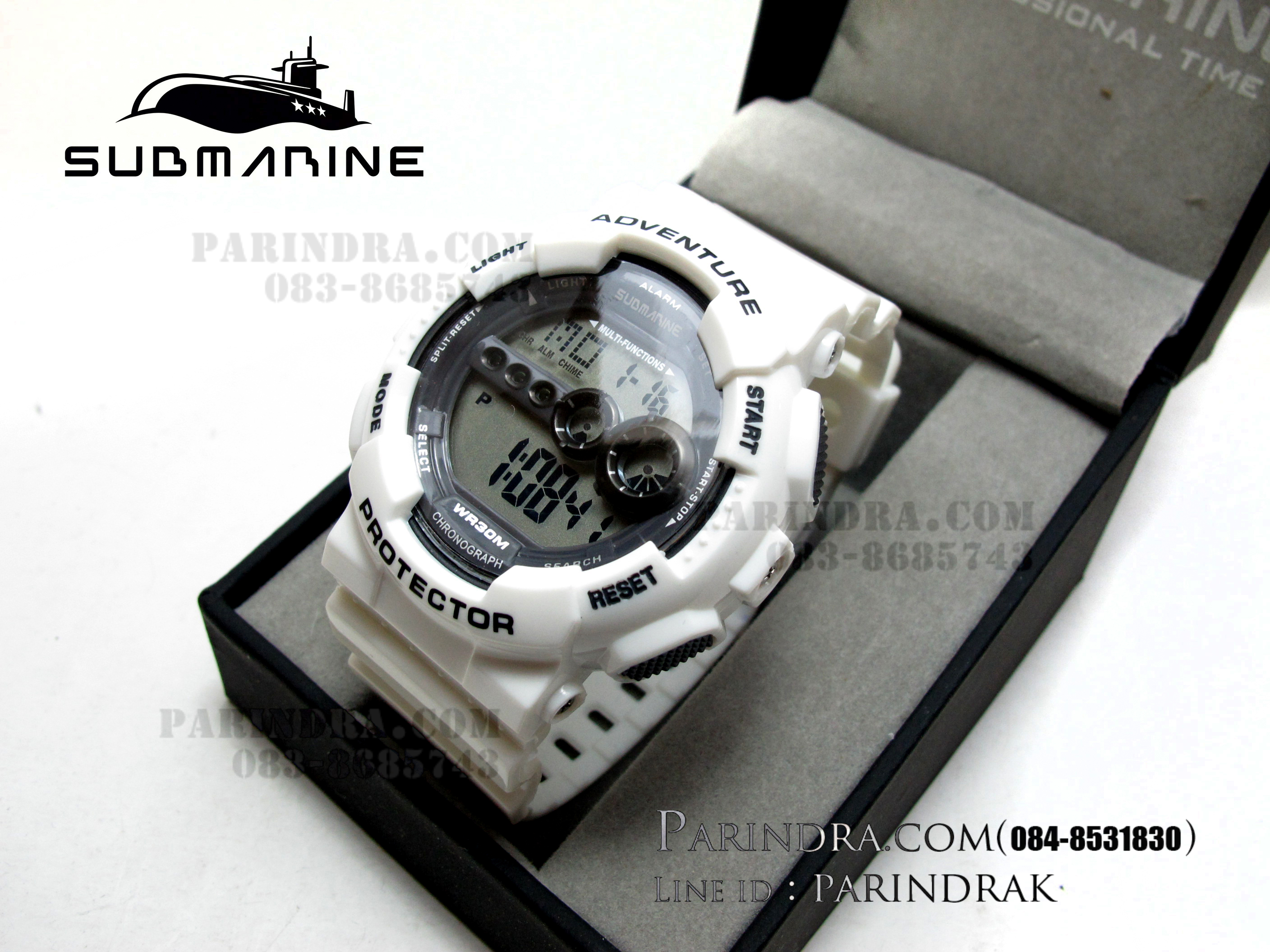 นาฬิกา US submarine รุ่น TP1282M สีขาว-หน้าเทา พื้นหลังเทา