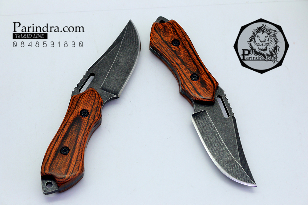 มีดใบตายขนาดเล็ก พกพา Browning X002 ด้ามไม้ มาพร้อมซองพก (OEM)