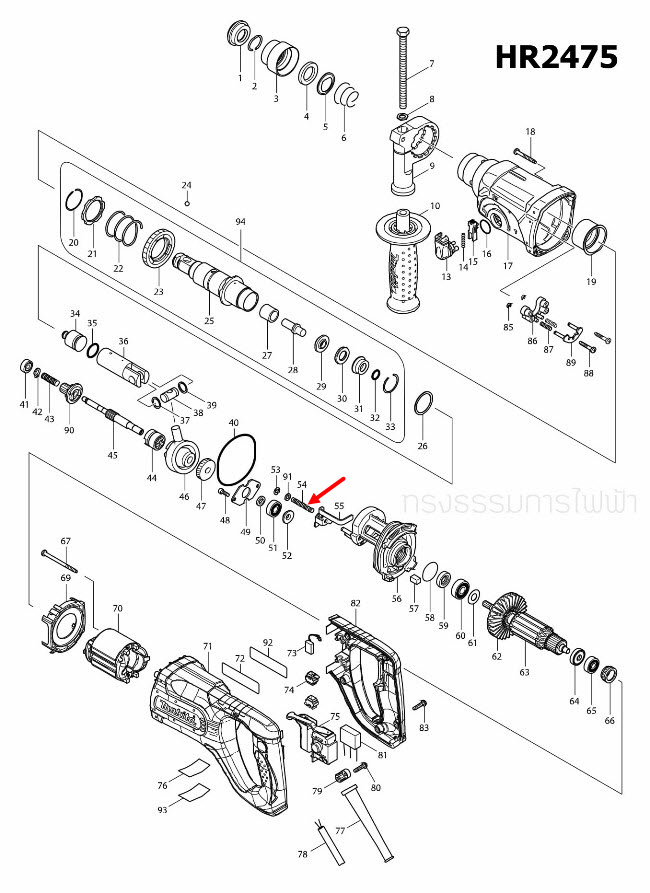 COMPRESSIONSPRING 6 สว่านโรตารี่ Makita-มากีต้า HR2475 [#54] Pn.233342-9 (แท้) ##