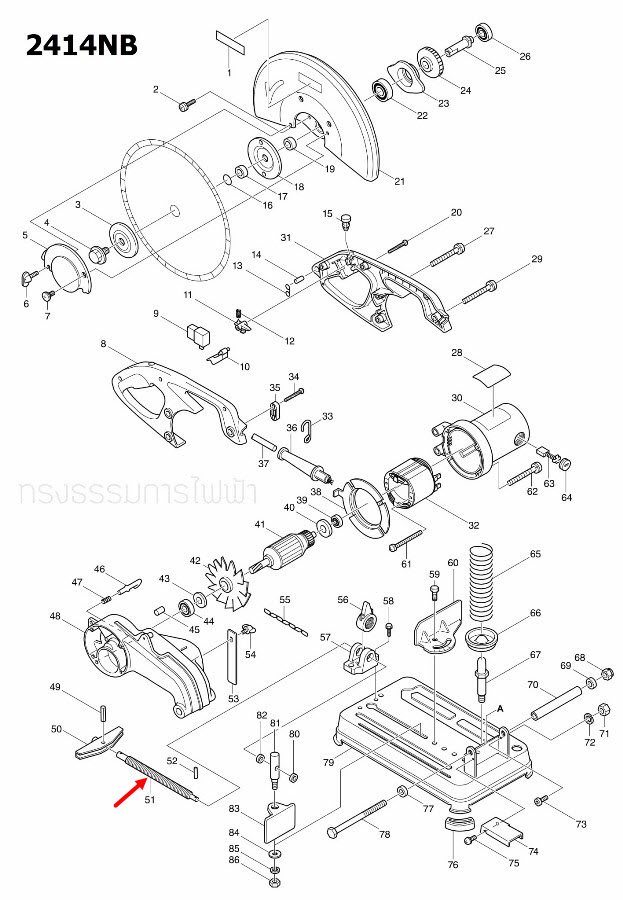 VICE SCREW แท่นตัดไฟเบอร์ Makita มากีต้า 2414 [#99], 2414NB [#51] Pn.322239-8 (แท้) ##(*)