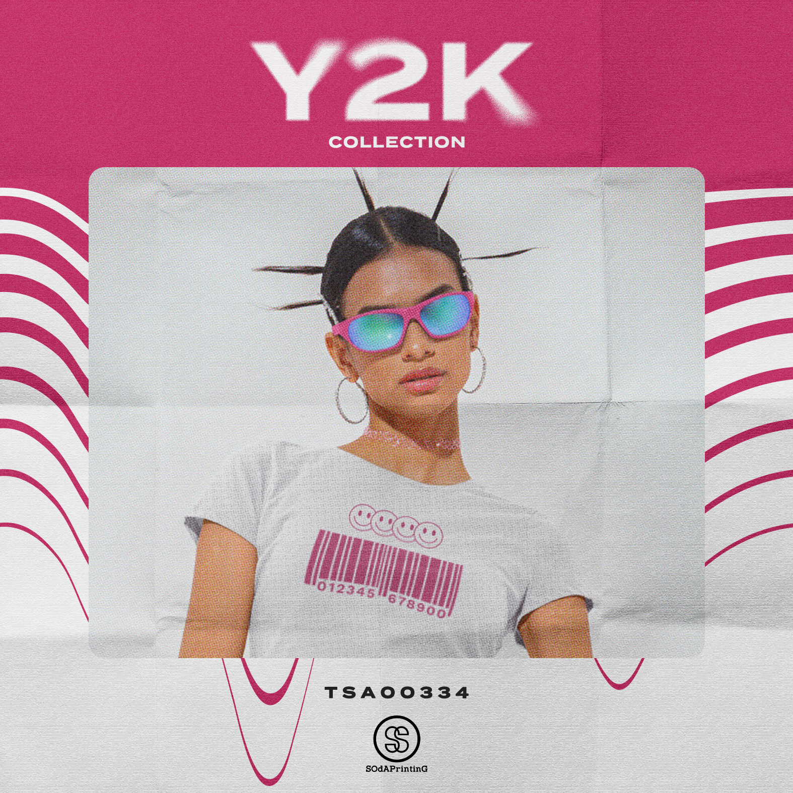 เสื้อยืด พิมพ์ลาย Barcode Y2K Collection สีขาว รหัส TSA00334 #เสื้อ #เสื้อยืด