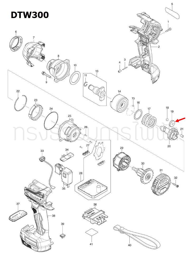 เฟือง สว่านไร้สาย Makita มากีต้า DTD154 [#26], DTW300 [#19] Pn.227338-0 (แท้) ##