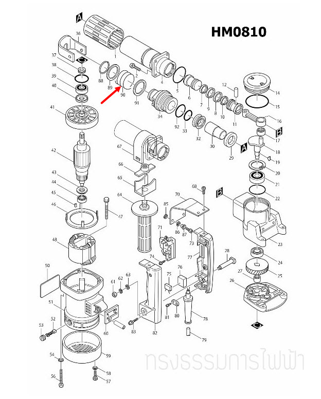 สปริงชุบแข็ง สกัดไฟฟ้า Makita-มากีต้า HM0810 [#90] Pn.233052-8 (แท้) ##