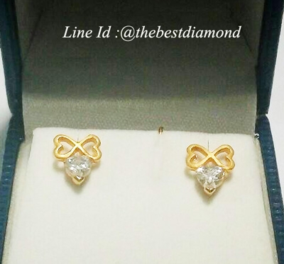 BE031 ต่างหูเล็กเพชรCZ น่ารักๆๆ ดีไซน์รูปโบว์ ชุปทองซาติน(ทองด้านๆ) เก๋สุดๆ ใส่ติดหูได้เลย
