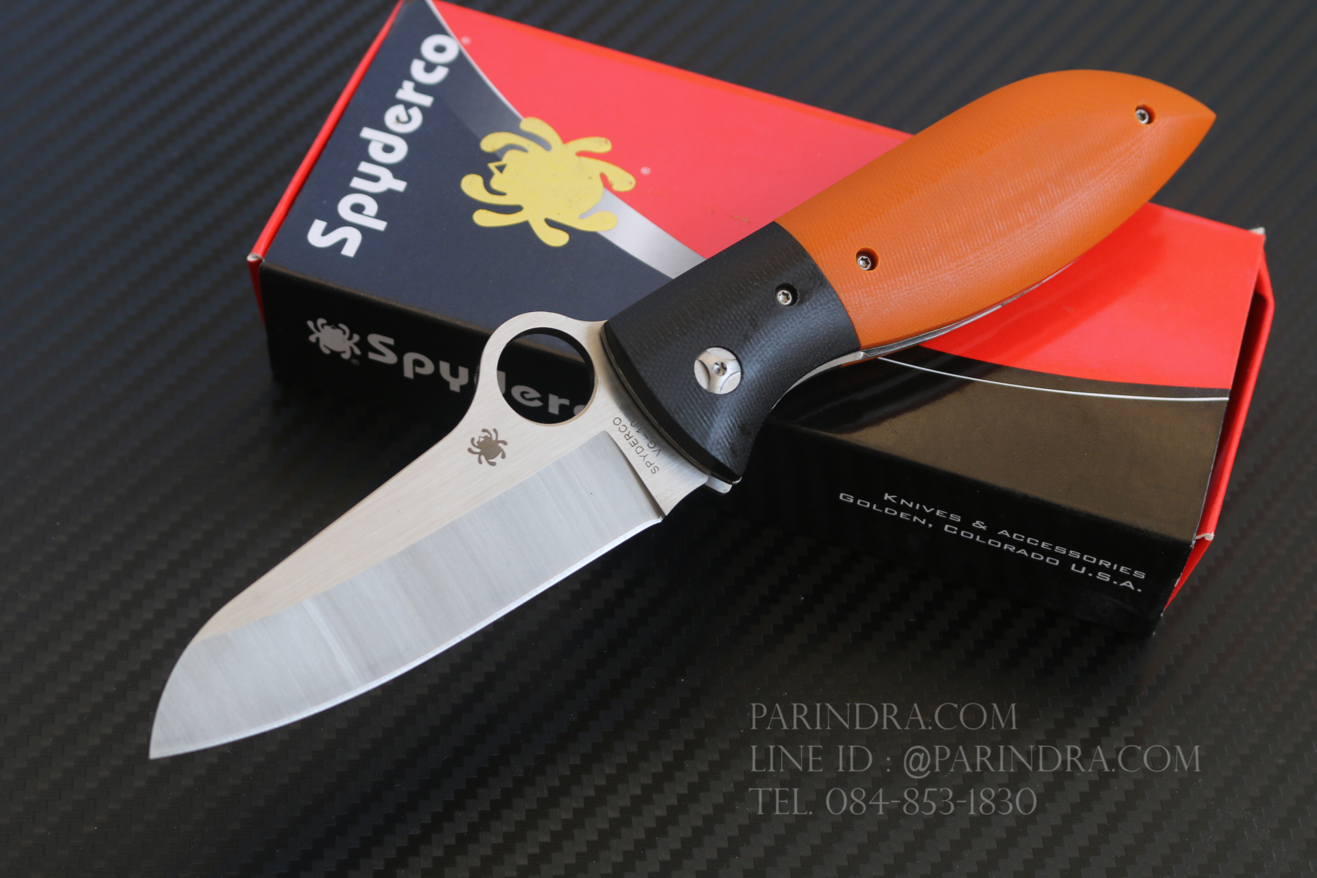 มีดพับ Spyderco Rubicon Pin II (2) ด้ามสีส้ม ทนถึกสุดใจ คมกริบ ขนาด 8 นิ้ว (OEM) A+