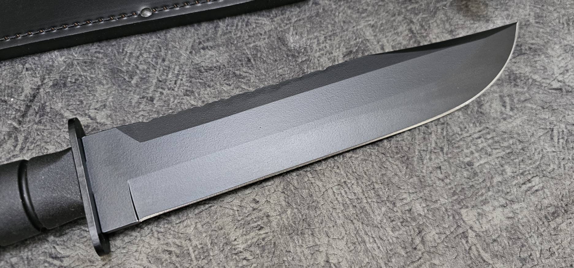 Ka-Bar Bowie Big Brother Fixed Blade Knife Kraton Serr Top (9.37" Black)