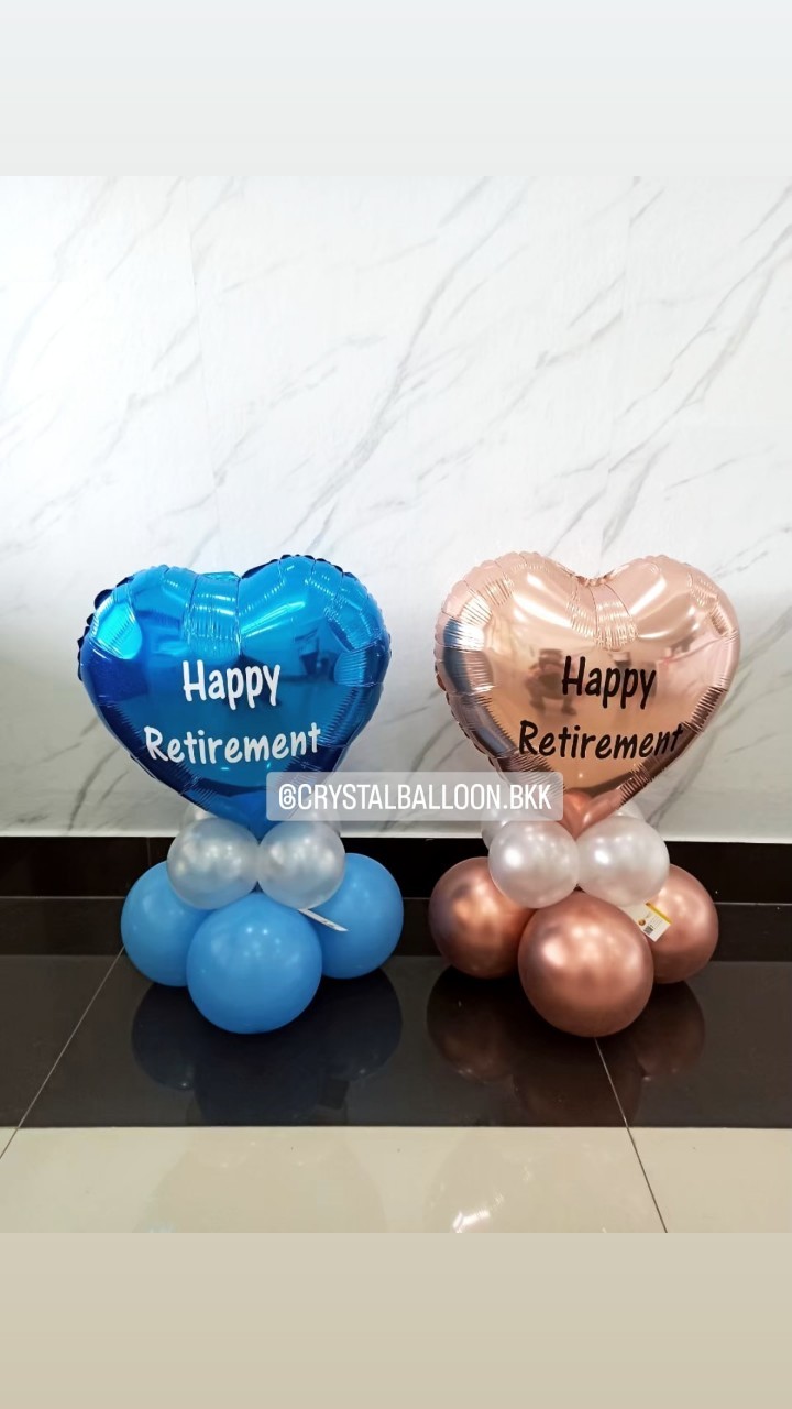 ลูกโป่ง อำลา ฟอยล์หัวใจ ขนาด 18" ตั้งฐาน 2 ชิ้น พร้อมตกแต่ง สามารถเปลี่ยนสีลูกโป่ง/เปลี่ยนข้อความ/เปลี่ยนสี-ฟอยล์ตกแต่งได้