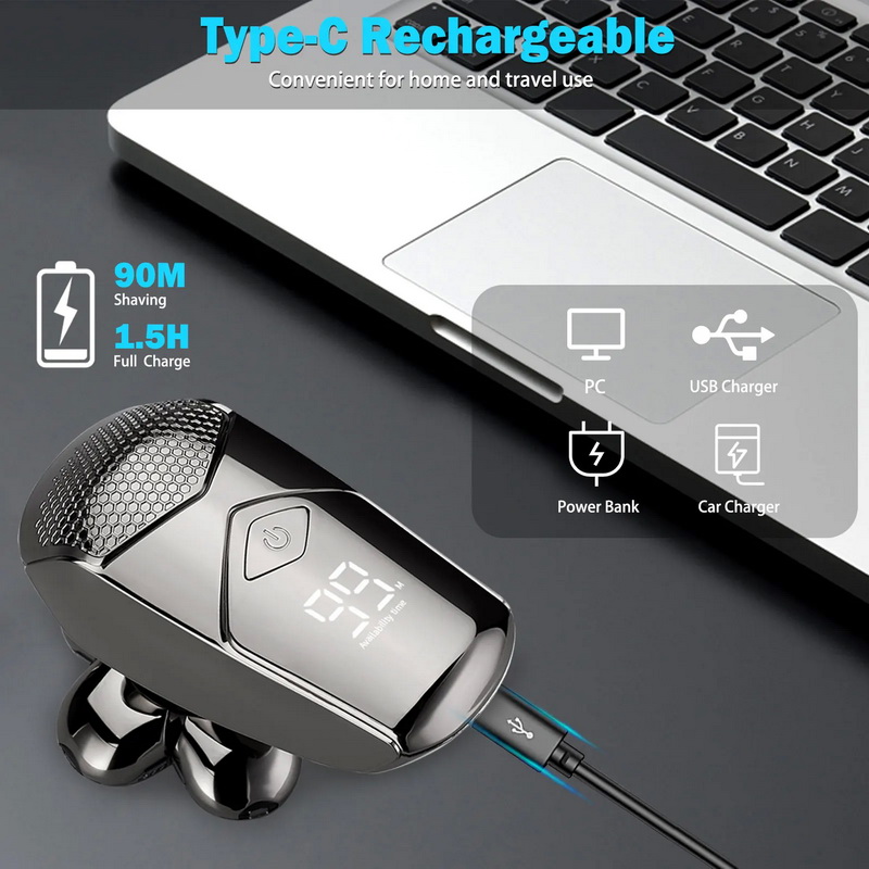 X-Tips Shaver PRO เครื่องโกนหนวด โกนผม 6 หัว รองรับ IPX7 จอแสดงผล LED ในตัว