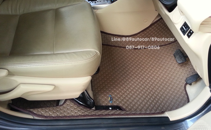 ยางปูพื้นรถยนต์เข้ารูป Toyota Vios 2016 กระดุมสีน้ำตาลขอบน้ำตาล