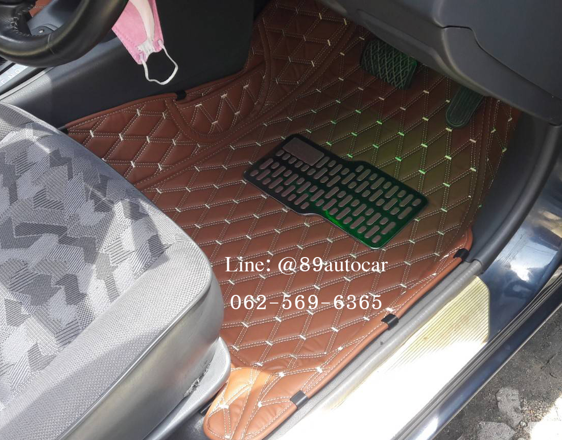 วัดแบบ สั่งตัด พร้อมติดตั้ง พรมรถยนต์ toyota Soluna มุมส้ม ปูพรม6D สีน้ำตาลเข้มด้ายทอง