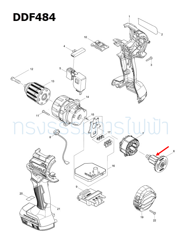 ทุ่น ไขควงกระเเทกไร้สาย Makita มากีต้า DHP484, DDF484 (แท้) ##