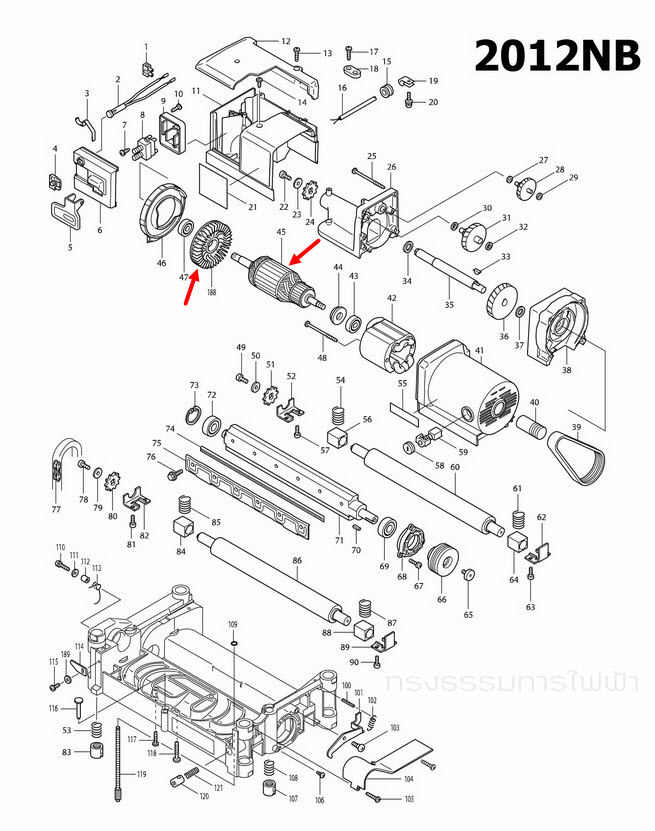 ทุ่น แท่นไสไม้ Makita-มากีต้า 2012NB P/N.516813-4, P/N.510595-0 (แท้) ##(*)