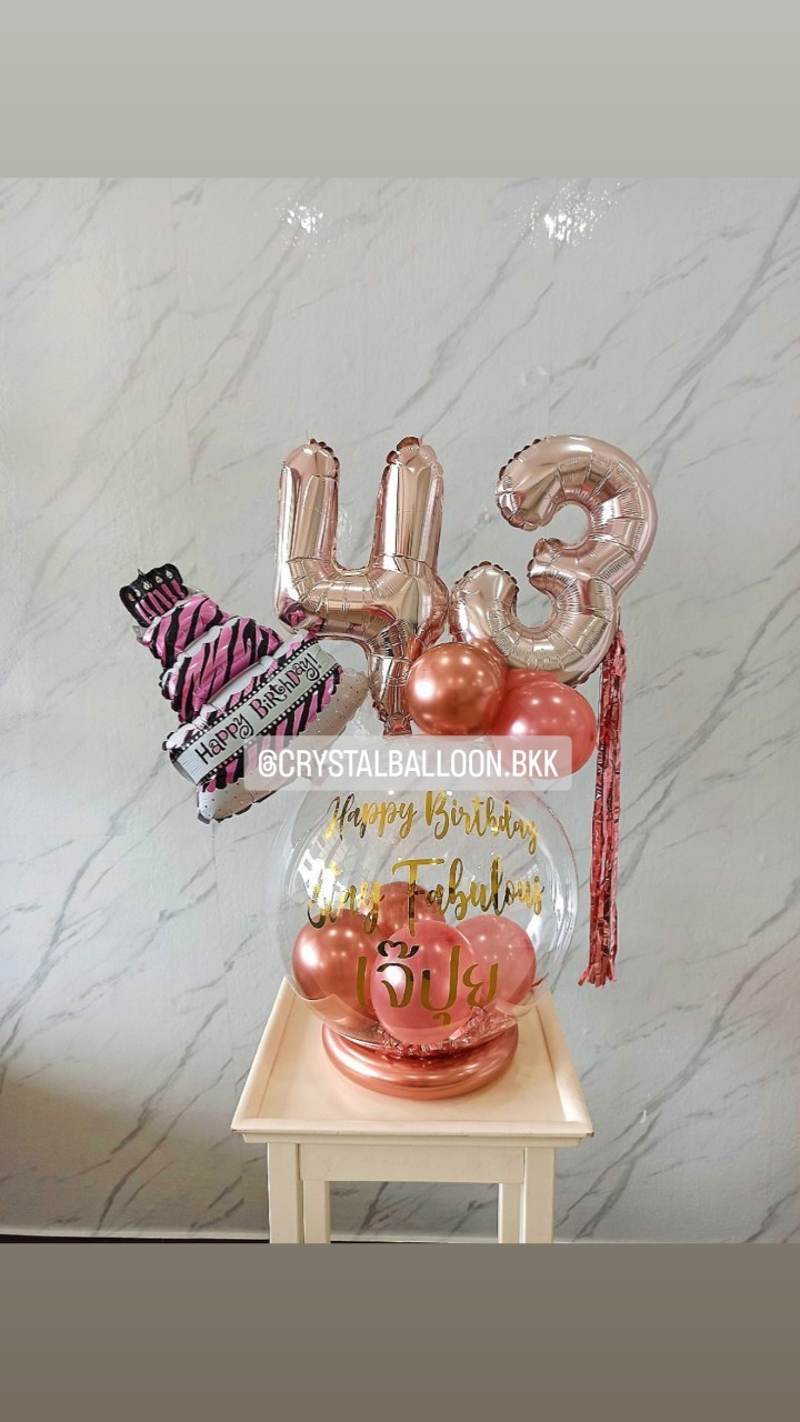 ลูกโป่ง วันเกิด Bubble ขนาด 18" พร้อม ฟอยล์ตัวเลข ขนาด 16" 2 ชิ้น พร้อมตกแต่ง สามารถเปลี่ยนสีลูกโป่ง/เปลี่ยนข้อความ/เปลี่ยนสี-ฟอยล์ตัวเลขได้