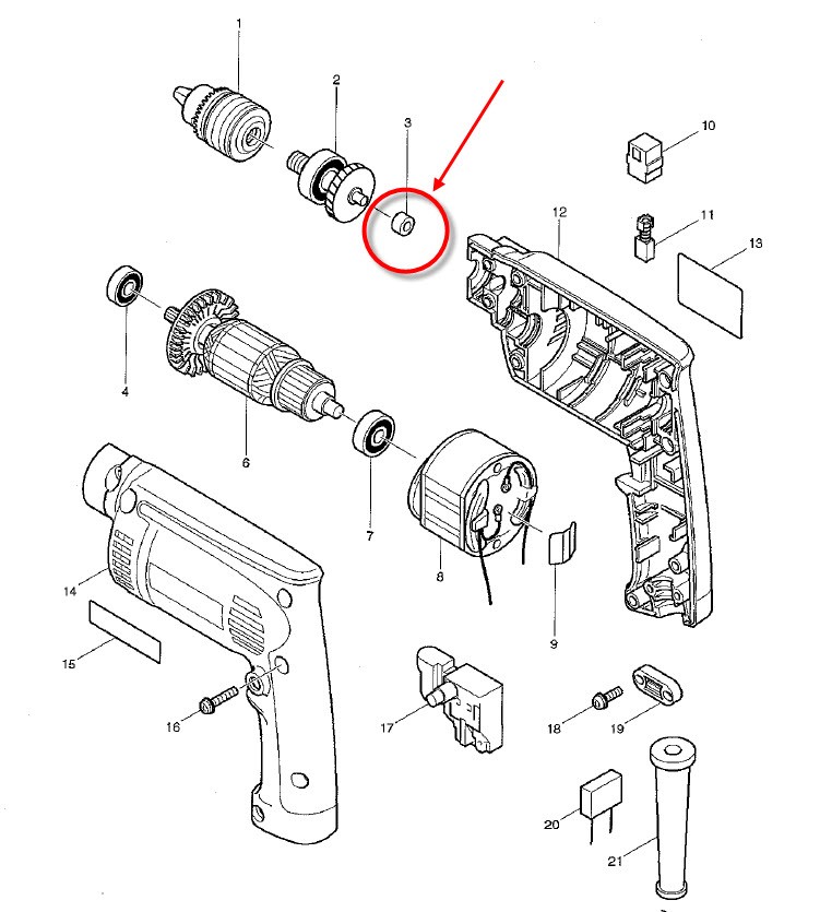 บู้ท สว่าน Makita มากีต้า, Maktec มาคเทค M6500, M6500B, 6501, M6501B, MT650, MT651, MT652, MT653