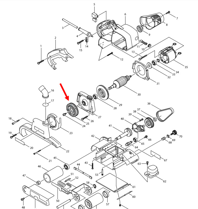 ใบพัด เครื่องขัดกระดาษทราย Makita, Maktec รุ่น MT940, MT941 [#3], 9403 [#25], M9400B [#3] Pn.241662-7 (แท้) ##