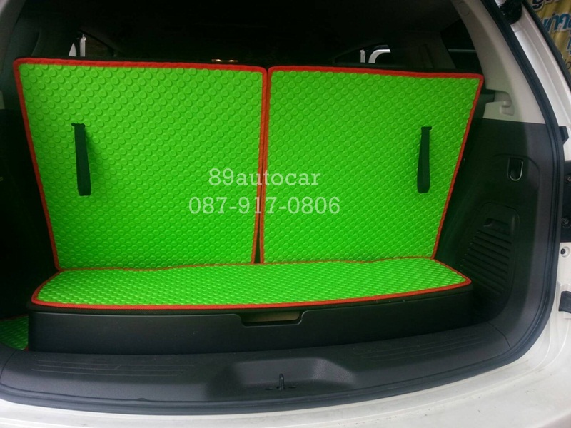 ขายยางปูพื้นรถเข้ารูป Isuzu Mu-X ลายกระดุมสีเขียวขอบแดง