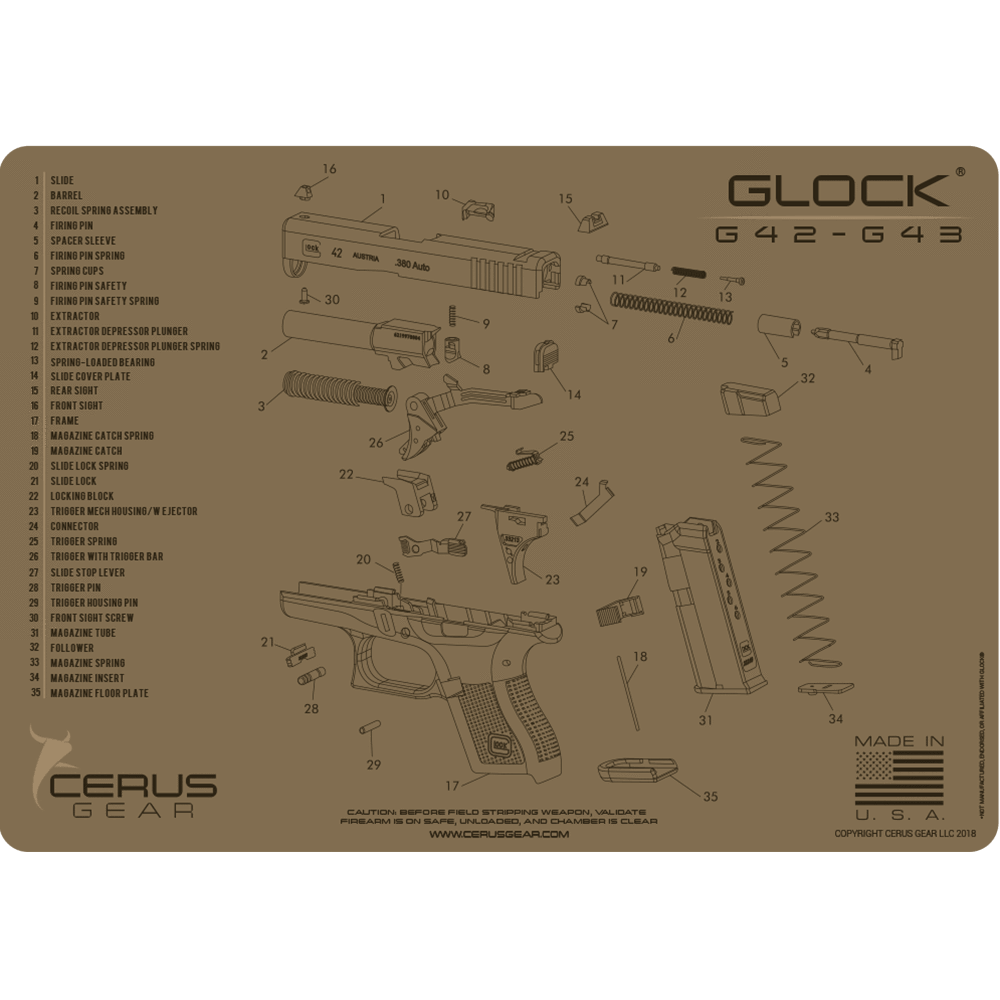 GLOCK® 42-43 SCHEMATIC Coyote PROMAT