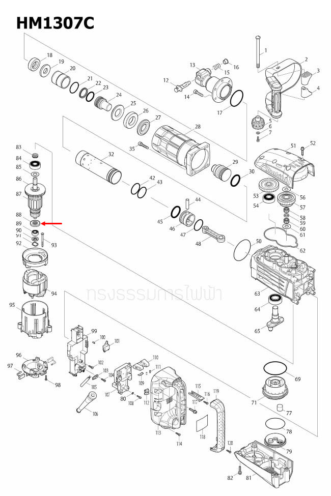 INSULATION WASHER สกัดไฟฟ้า Makita มากีต้า HM1307C [#88] Pn.681642-5 (แท้) ##