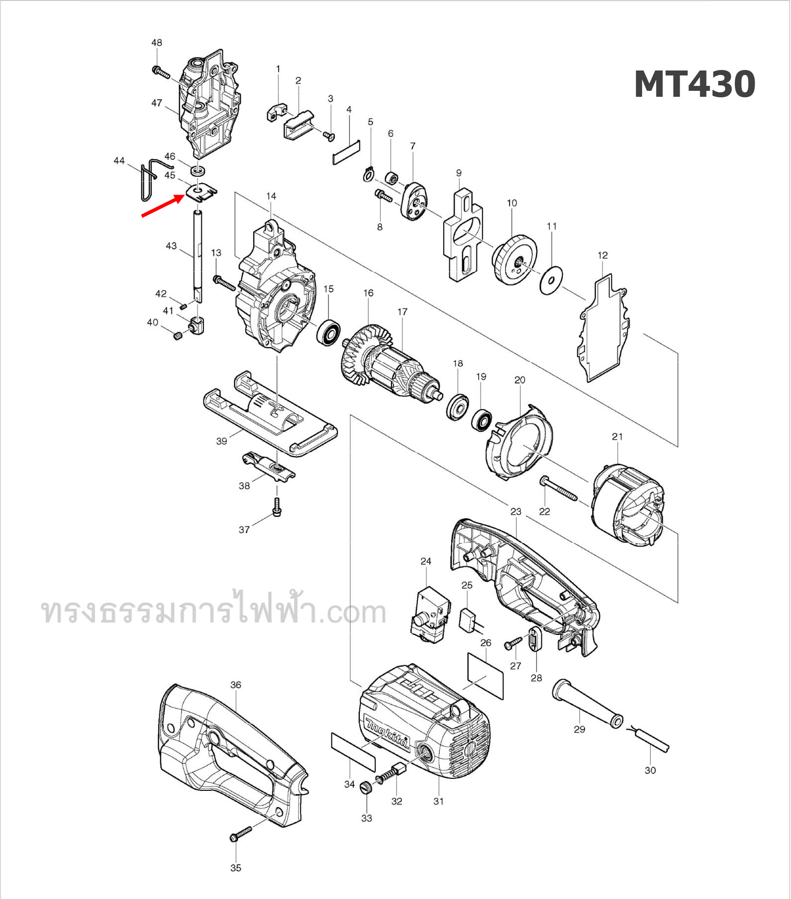 Plate จิ๊กซอว์ มาคเทค-Maktec MT430 [#45] Pn.346031-8 (แท้) ##