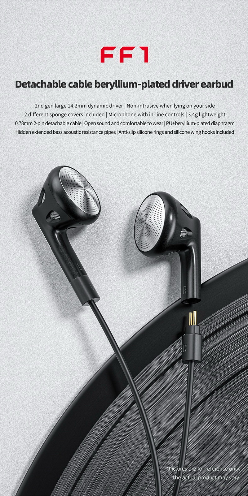 FiiO FF1 หูฟังเอียบัดไดรเวอร์ชุบเบริลเลียม ถอดสายได้ รองรับ Hi-Res ประกันศูนย์ไทย