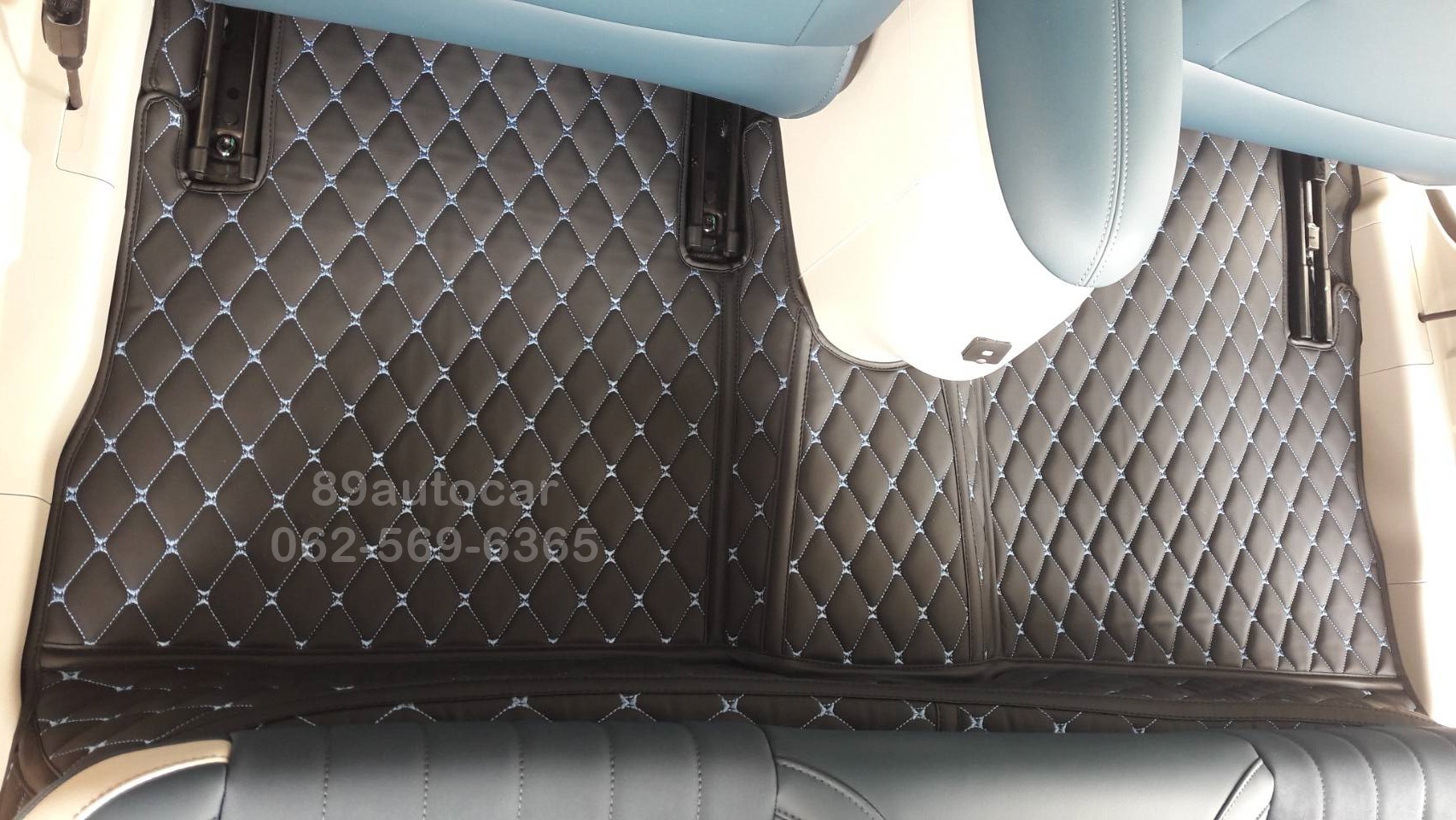 พรมปูพื้นรถยนต์ Ora Good Cat ปูพรม6D สีดำด้ายฟ้า เต็มคัน