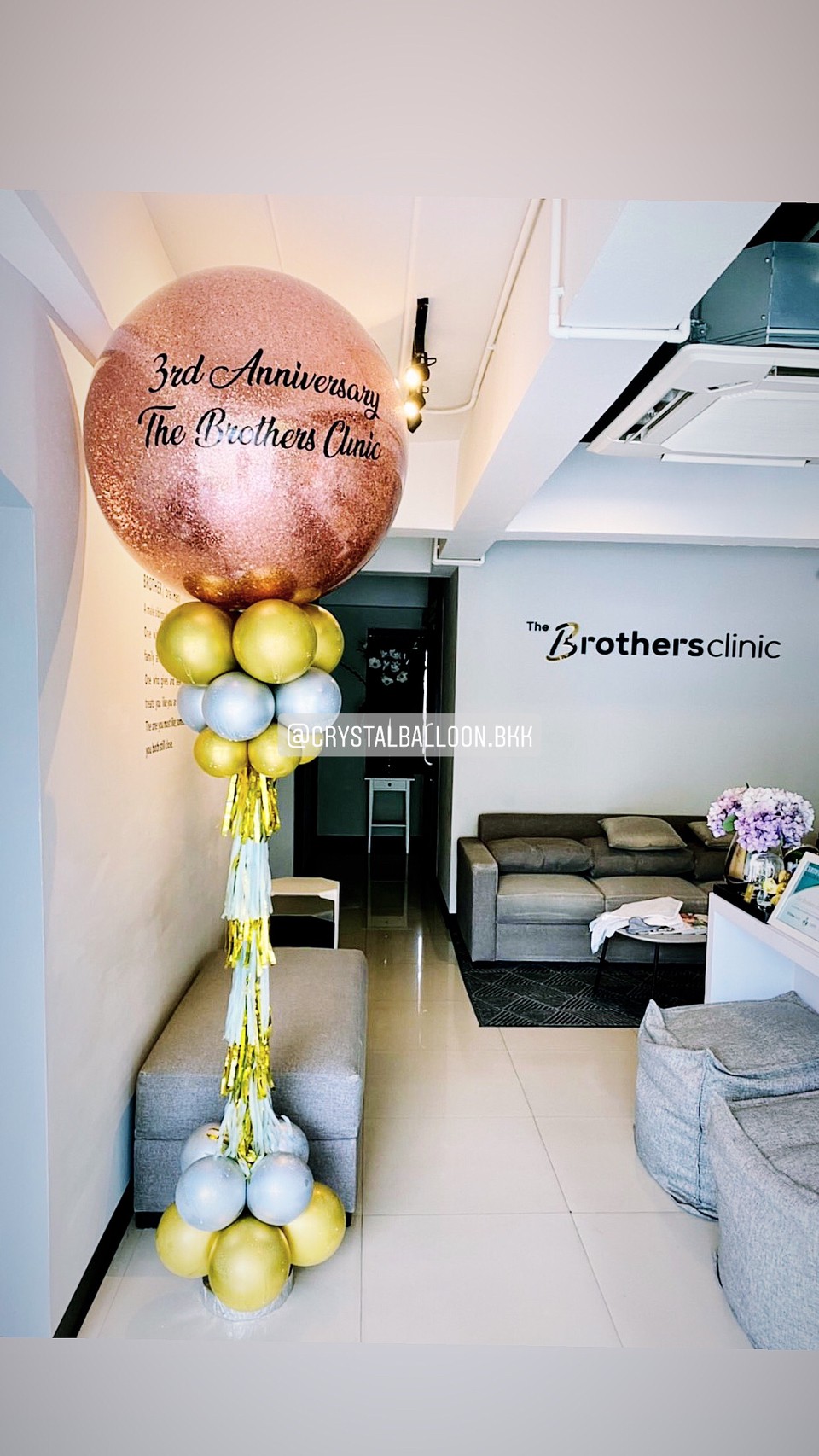 เสาลูกโป่ง Anniversary ครบรอบ Bubble ขนาด 36" พร้อมตกแต่ง สามารถเปลี่ยนสีลูกโป่ง/เปลี่ยนข้อความได้