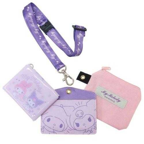 ชุดกระเป๋า Sanrio 3 in 1 (กระเป๋าใส่เหรียญ, กระเป๋ามินิ, card holder) ลาย Kuromi x My melody / Cinnamoroll