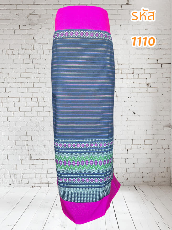 ผ้าฝ้ายทอลายสีชมพูบานเย็น (ผ้าเป็นผืน)1110