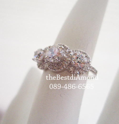 SR001RD+++3 Diamonds Luxury Style+++แหวนเงินแท้ ดีไซน์สวยหรู แบบร้านจิวเวลลี่ทันสมัย ตามcounter ห้างเลย เหมือนของแท้สุดๆ เล่นไฟวิีงๆ รับประกันความสวย