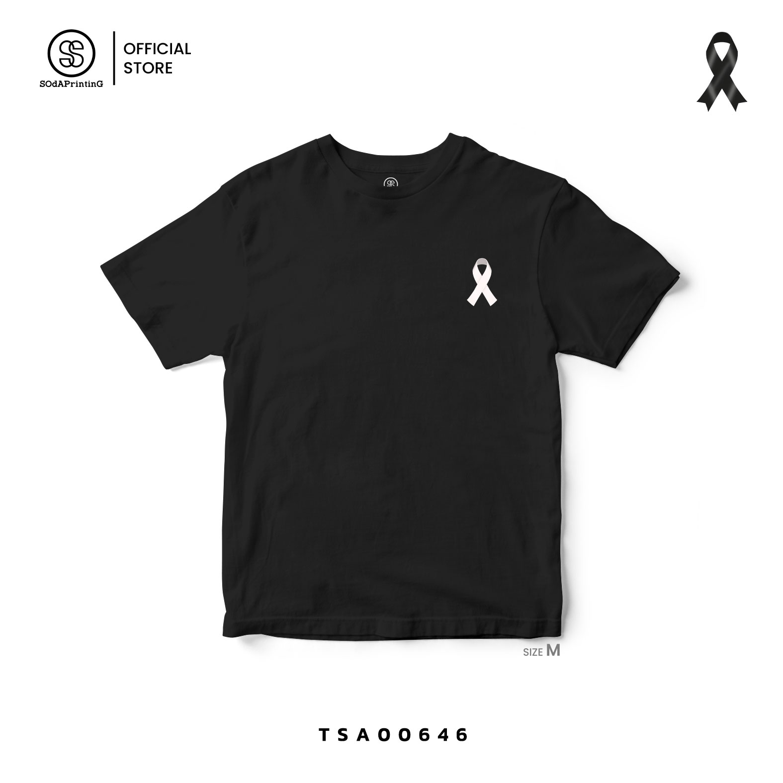 เสื้อยืด Black & White ริบบิ้นแสดงความไว้อาลัย รหัส TSA00646-TSA00647 (C32) #SOdAPrintinG